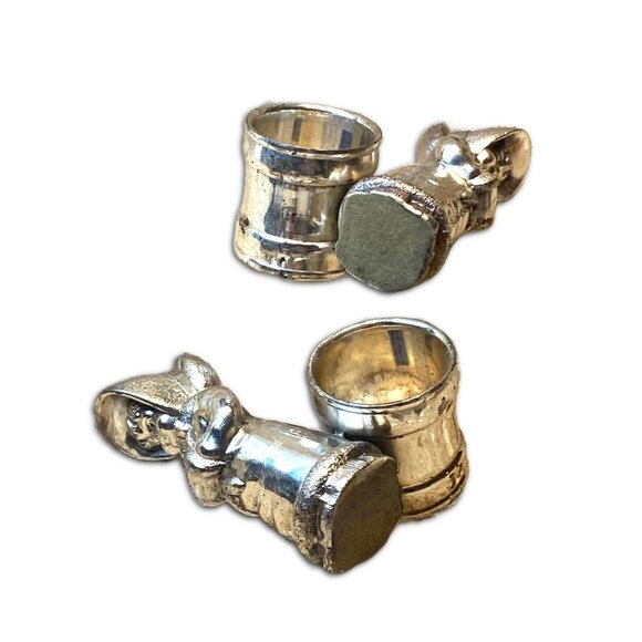 Vintage Silver-Plated Napkin Rings Set Of 2 Circa Girl In Bonnet Design Made In - Picture 5 of 7